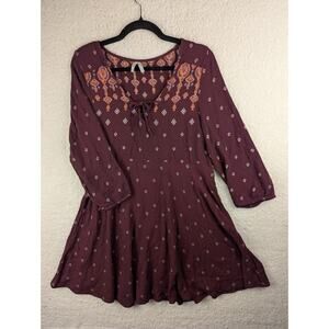 Mudd Women's Burgundy Multi Geometric Tunic Mini Dress - XL